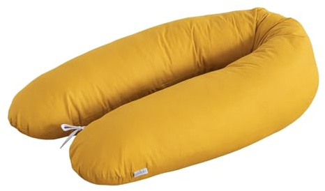 LOOLAY Schwangerschaftskissen - Stillkissen 170 cm - Seitenschläferkissen 100% Baumwolle - mit Abnehmbarem Bezug - Schwanger Kissen für Schlafen (Gelb)