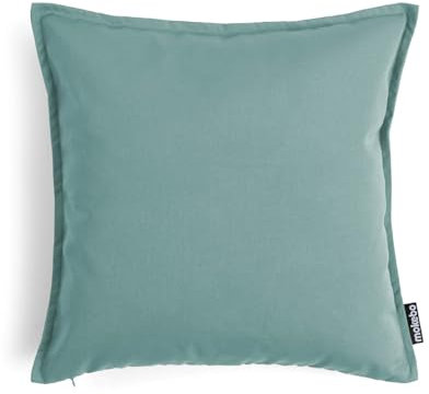 mokebo® Outdoor Kissen 'Die Auszeit' 2er-Set, (45x45cm) Terrassendeko, Sofakissen oder Kissen für Balkon, Terasse oder Garten, Dekokissen Bezug aus feinem Outdoorstoff in Eukalyptus