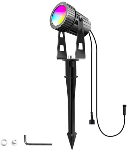 Lam(MS)pen 3W LED Gartenstrahler RGBW COB mit Erdspieß Gartenleuchte RGB+Warmweiß Gartenbeleuchtung Kopf schwenkbar Ersatz-Lampen für Außen Garten Rasen Baum, 12V IP65 Wasserdicht