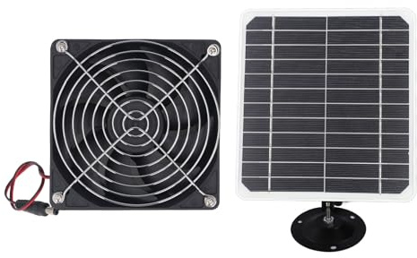 Fockety Solarbetriebener Ventilator, 6,5 Zoll Solarpanel-betriebener Ventilator, 50 W, 12 V, Monokristallines Silizium-Solarpanel-Ventilator-Kit, Solar-Entlüftungsventilator für