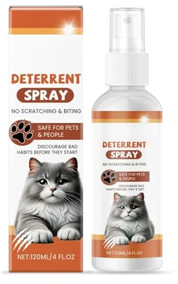 Katzenabwehrspray,Kratzschutz Anti Kratz Spray Katzen, Anti-Kratz und Biss-Schutz für Innen- und Außenbereich, um Ihr Haustier von Bereichen Fernzuhalten, Schützt Möbel, Sofas (White, 120ML)