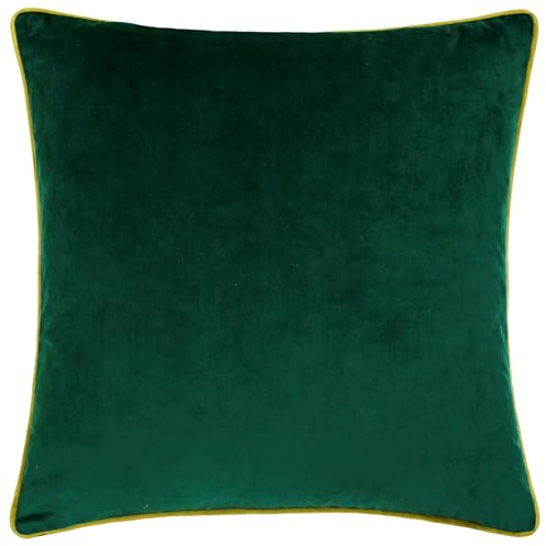 furn. Meridian Polyester Filled Cushion (Emerald/Moss - 45 x 45cm) | Soft velvet cushion with contrast piping and polyester filling. 45 x 45cm. Ready to style.