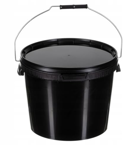 Plastic Buckets Tubs Black Containers Handles Tamper Evident Lids Food Storage Paint Multi purpose Universal (1, 10L)