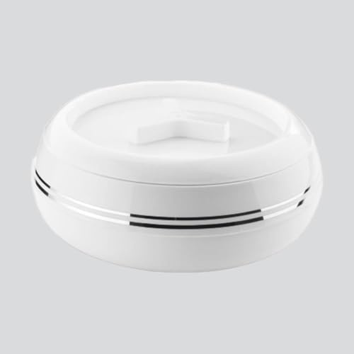 Palazio 1500ml Insulated Casserole Dish – Double Wall Thermal Serving Bowl with Stainless Steel Inner, Airtight Locking Lid, BPA-Free Food Grade, Hot & Cold Food Warmer – White