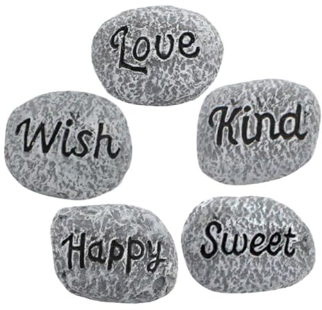 NOLITOY 5pcs Polished Resin Pebbles Set for Aquarium and Garden Landscaping, Small Reusable Stones for Fish Tank Decor, Plant Pot Drainage, and Horticultural Ornamentation