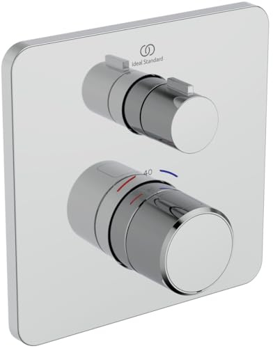 Ideal Standard Ceratherm C25, Badethermostat Unterputz, Wannenarmatur mit Temperatursperre bei 40° C, Thermostat für die Badewanne – Chrom