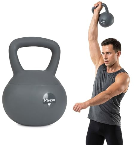 XTREXO Soft Kettlebell 6–12 kg – Bodenschonend & Geräuscharm – Synthetische Hülle mit Füllmaterial – für Kraft- & Functional Training zuhause (12 kg)