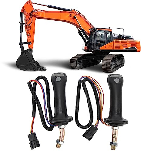 TIKATARER 3-Tasten-Joystick-Griffe für Bagger, 2 Stück, 6-polig, Ergonomische und Komfortable Steuerung mit Robuster ABS-Konstruktion, Direkter Ersatz für Baggerteile für Doosan