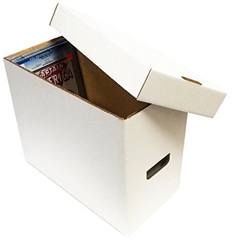 Max Pro Aufbewahrungsboxen für Comics mit Abstufung, für 35–40 abgestufte Comic-Bücher, Weiß, 2 Stück