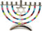 Chanukka Menorah mit 9 Zweigen, bunt, 18 Zentimeter