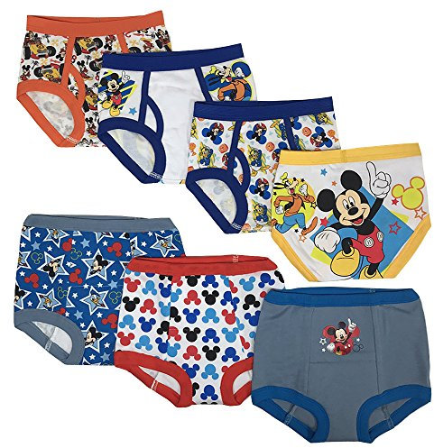 Disney Boys Mouse Potty Training Pants and Starter Kit with Stickers & Tracking Chart in Sizes 18m, 2t, 3t, 4t Baby and Toddler Underwear, Mickey Multi, 3 Years (Pack of 7)