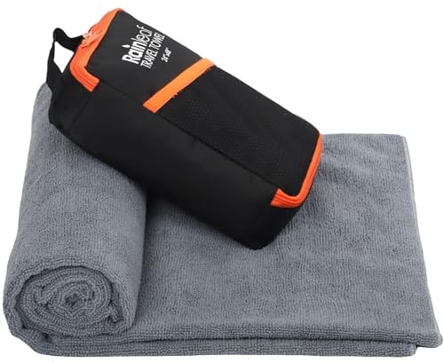 Rainleaf Microfiber Travel Towel Quick Dry Swimming Towel Ultra-Compact,Super Absorbent,Washcloths for Bathroom, Shower,Camping,Backpacking-Gray 24x48