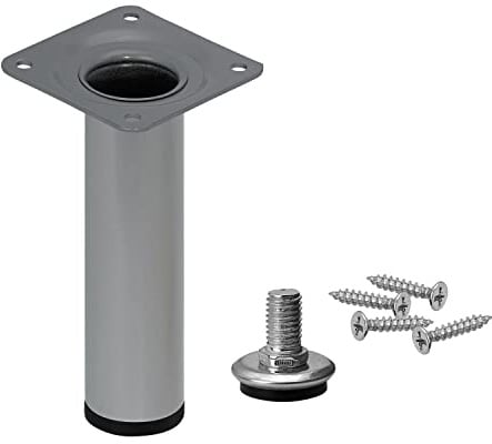 Stahlia Möbelfuß verstellbar 70cm Höhe Silber Ø30mm Sofafuß Stahlrohrfuß Sockelfuß Schrankfuß Füße für Möbel Tischbein Rund belastbar bis 50 kg