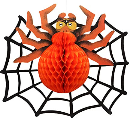 Atosa 41300 Laterne mit Spinne und Spinnennetz, 43 x 39 cm