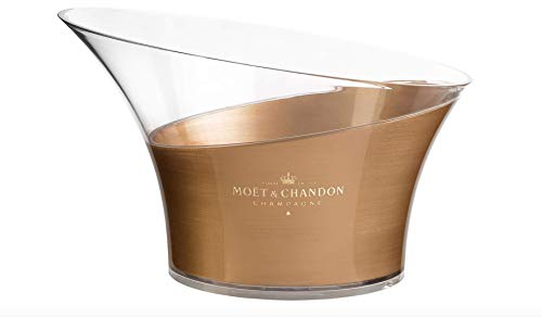 Moët & Chandon Champagne Flaschenkühler Prestige Vasque Eiseimer Gold Transparent Eiswürfel Behälter für bis zu 6 x 0,75 l oder 2 x 1,5l Magnum Champagner Flaschen