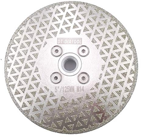 DT-DIATOOL Diamantscheibe 125 mm x M14 Galvanisch Trennscheibe und Schleifscheibe für Harte Fliesen Keramik Feinsteinzeug Granit Marmor