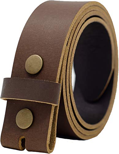 Ashford Ridge 40mm Gürtel aus Vollnarbenleder mit Druckknöpfen - Braun mit Messing Nieten - 100cm (115cm Gesamtlänge)