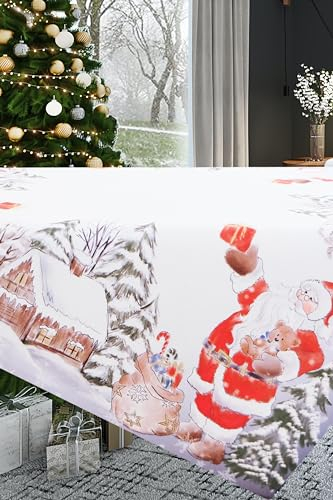 KAMACA Tischdecke Mitteldecke 85x85 cm mit hochwertigem Druck-Motiv Küche Esstisch Eyecatcher Herbst Winter Weihnachten (Weihnachtsmann)