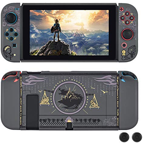DLseego Hülle Kompatibel mit Switch, Hard Shell Tasche Grip Cover mit 2 Joystick Kappen, Stoßfest und Kratzfestem Design Schutzhülle Case für Switch Konsolen-Zelda