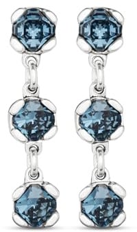 UNOde50 Ohrringe mit 3 facettierten blauen Kristallen, Sterlingsilber versilbert