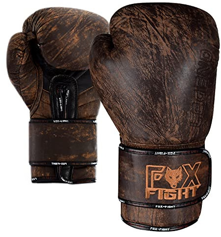 FOX-FIGHT Legend Boxhandschuhe | echtem Leder für Lange Haltbarkeit | Schutz & Stabilität | Boxen Kickboxen Muay Thai Training Sparring MMA | 10 12 14 16 OZ (braun, 16 OZ)