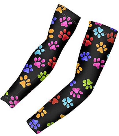 Belidome Armstulpen für den Sommer, rutschfest, weich, Bunte Hundepfote., XL