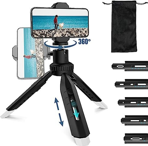 Phone Tripod, RealPlus Flexible Mini Tripod for iPhone Android Phones Small Camera with Carrying Bag-Gift for Women & Men