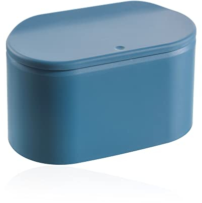 Poubelle de Table, Petite Poubelle Bureau, Portable Poubelle avec Couvercle, pour Salle de Bain, Cuisine, Bureau, Bleu