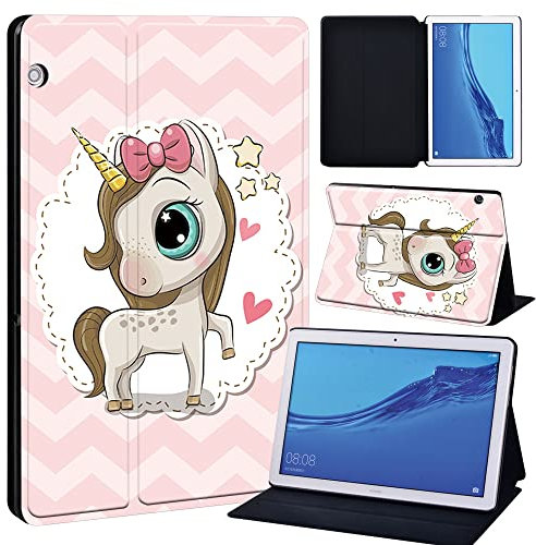 Cartoon Printed FINDING CASE Fit Huawei MediaPad T3 10 9.6 Leather Cover - PU Flip Leather Smart Lightweight Shell Stand Cover Case for Huawei MediaPad T3 10 9.6 (pretty unicorn)