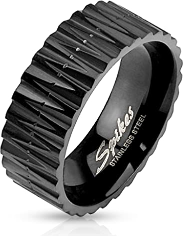 Edelstahl Ring ZICKZACK in verschiedenen Größen schwarz Fingerring - Ehering Verlobungsring Freundschaftsring (70 (22.3))