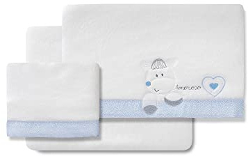 Interbaby Bettwäsche Coralina Herz Amoroso weiß und blau für Babywanne und Kinderwagen