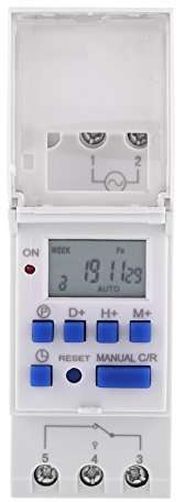Timer Relè Elettronico LCD, 15A DC AHC Interruttore Relè Elettronico Settimanale Programmabile Timer Digitale con 16 Impostazioni On/Off per Apparecchi Relè Montaggio su Guida Din(110V)