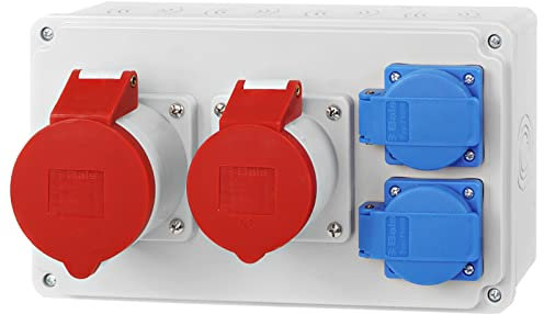ADELID Baustromverteiler Wandverteiler 2x 16A 5-polig 400V CEE 2x 230V Bals Schuko Steckdosen IP65