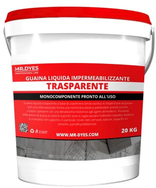 GUAINA LIQUIDA IMPERMEABILIZZANTE TRASPARENTE 1-6-20 KG. (6 KG)