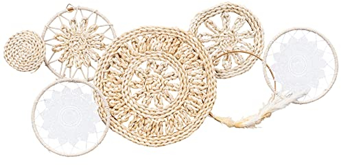 Boho Deko L89cm Natur Weiß Baumwolle Metall Wandbild Wanddeko Bohostyle Bild Wandkunst Dekoration