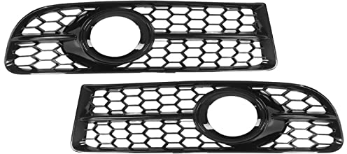 NOZADO For, for A4 B7 S4 B7 A4 2005-2008, Paar Nebelscheinwerfer-Gitterabdeckung Unterer Waben-Nebelscheinwerfergrill 8E0807681F 8E0807682F Nebelscheinwerferbaugruppen(Glossy Black)