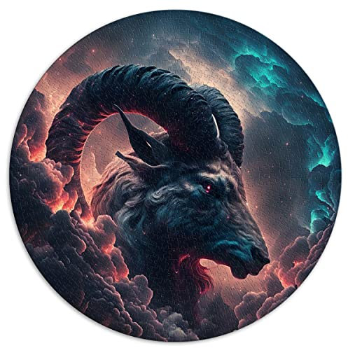 1000-teiliges Puzzlespiel Ambitionierter Steinbock, runde Puzzles für Erwachsene und Kinder, Papppuzzles, Puzzles für Erwachsene, Geschenke (Größe 67,5 x 67,5 cm)