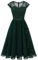 Wedtrend Vestido de cóctel para mujer, largo hasta la rodilla, vestido de noche, elegante para bodas, elegante, línea A, vestido de volantes, verde oscuro, M