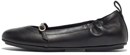 Fitflop Women's Allegro Soft Leather Mary Janes Flat, Black, 6 UK