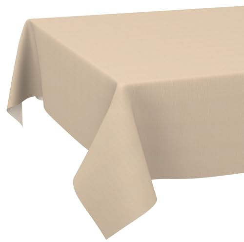 ANRO Tischdecke abwaschbar Damast Beige 200x140 cm Gartentischdecke | schmutz- & wasserabweisend, pflegeleicht – waschbar bei 30 °C – ideal für Garten, Terrasse & Esszimmer