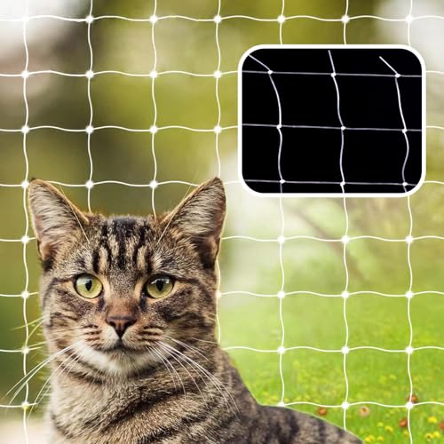 Balkon-Katzennetz, transparent, hochfest, Schutznetz für Haustiere, Katzen, zum Befestigen von Balkonen, Terrassen, Fenstern, Dachschornsteinöffnungen (3 x 7,9 m, transparent, dicker und stärker)