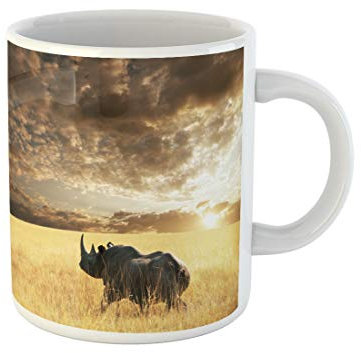 Keramik Tasse Afrikanisches Nashorn Im Etosha Park Nashorn Namibia Wildsafari Beidseitig Bedruckt Kaffeetassen Personalisiert Tassen 330Ml Für Geschenk,Büro,Kaffeeliebhaber