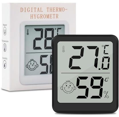 Lot Thermometre Interieur Maison 1 Pièce, LCD Mini Digital Thermomètre avec Hygromètre, Mesure de Précision Murale pour Chambre Bébé, Culture et Cave, Noir