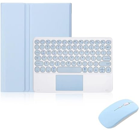 ZKAIAI Custodia con Tastiera Touchpad e Wireless Mouse per iPad Pro 10,5/ iPad Air 3, Cover con QWERTY Rimovibile Bluetooth Keyboard e Portapenne per iPad 10,5 Pollici 2019/2017, Blu con Touchpad