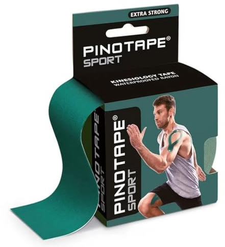 Pinotape Sport Kinesiologie Tape | 5 Meter x 5 cm | Wasserfestes Kinesiotape | Extra Stark | Hochwertiges, Elastisches Therapieband für Sport und Therapie | Green/Dunkelgrün 4er Pack