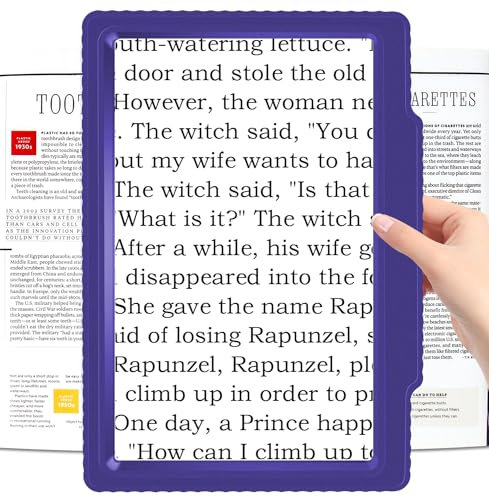 5-fache Lupe zum Lesen, große und leichte Lupe bietet einen geräumigen Sichtbereich, Lupe zur Verbesserung des Lesens von Kleingedruckten und zur Unterstützung von Personen mit Sehbehinderungen, Blau
