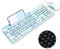X9 Ensemble clavier filaire et souris avec rétroéclairage – Touches rondes silencieuses, station d'accueil de téléphone/tablette, 109 touches complètes, joli clavier bleu coloré, esthétique et pastel