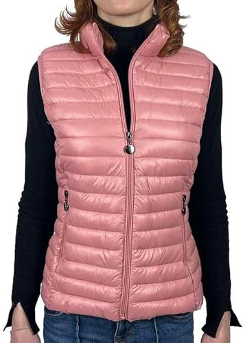1st American Doudoune 100 grammes sans manches pour femme - Gilet rembourré avec fermeture éclair, Rose antique, XS