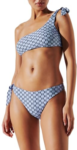 Karl Lagerfeld B.V monogram one shoulder tie top, Karl Lagerfeld All Over Print Blue Mid Indigo, M