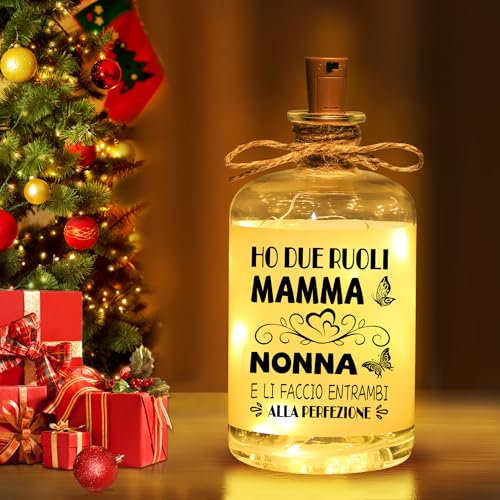 Regalo Festa della Mamma Idee, Regali per la Festa della Mamma Originali, Luci per Bottiglia Personalizzato con Tappo, Regali Prima Nonna Originale DIY per Decorazione Compleanno